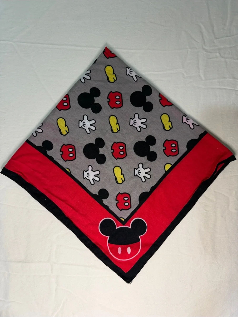 Disney Red Black Gray Yellow Mickey Pattern Bandana
